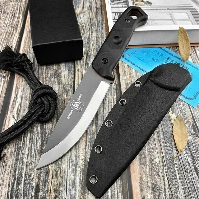 Brakimo EDC Feststehendes Messer mit D2-Klinge in Schwarz inklusive Scheide für Outdoor, Camping und Angeln - Bild 1