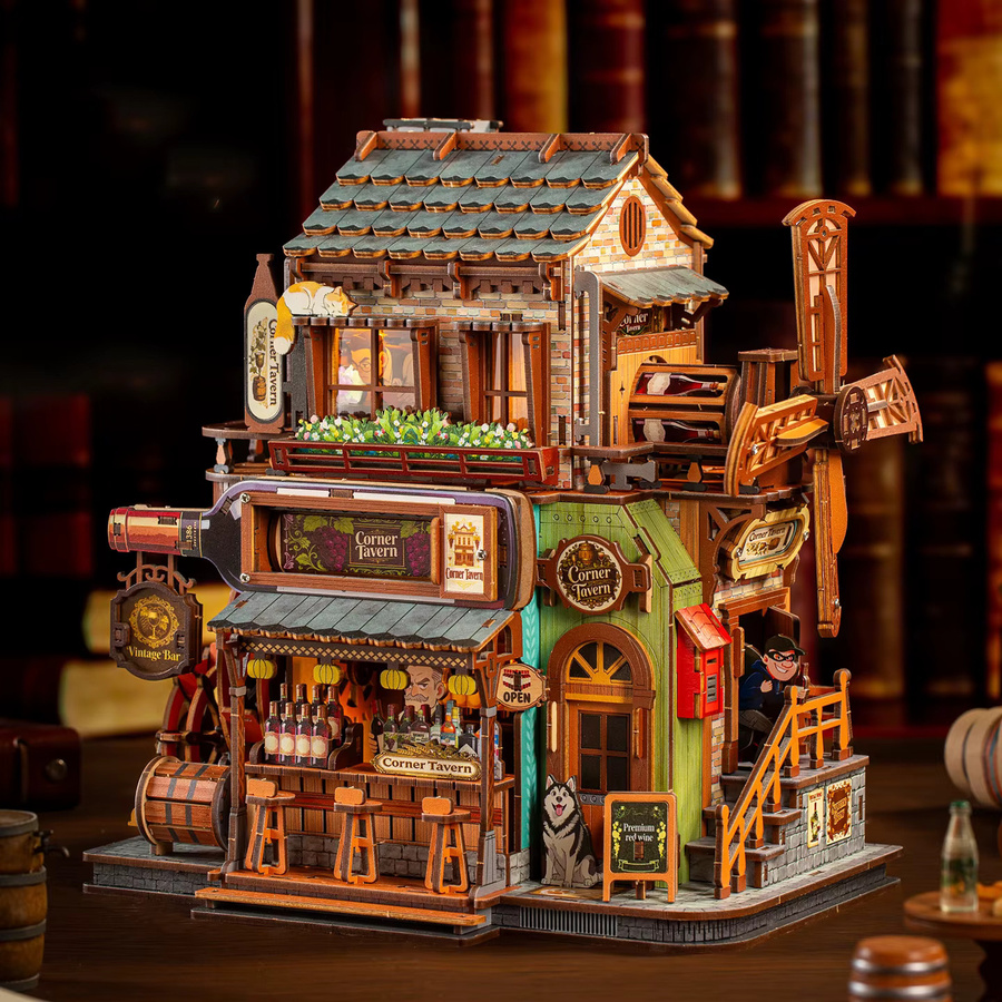 ELEVEN-CUTE DIY Holz-Ecktaverne, Miniatur-Modellbausatz, Fantasy, Holz - Bild 2