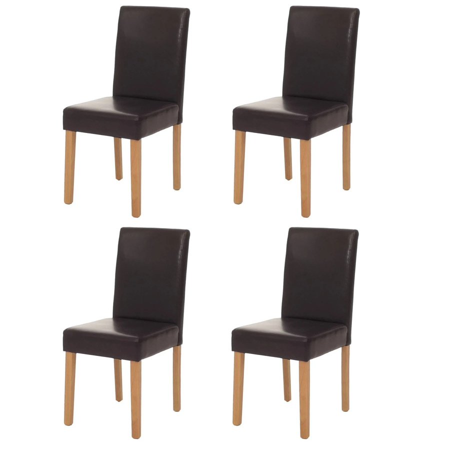 CHEFGASTRO Esszimmerstuhl 4er-Set Klassisch Modern in Braun aus Leder mit hellen Buchenholzbeinen, B/T/H: 43 x 56 x 90 cm, Sitzhöhe: 45 cm - Bild 2