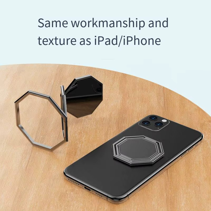 Faltbarer Handy-Ständer aus Metall in Gold mit Multi-Winkel-Einstellung und Ringhalterung für den Desktop - Bild 2