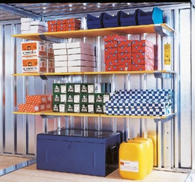 Saebu Lagerregal komplett für Materialcontainer MC 1100-1600, Farbe Gelb, Breite: 200 cm - Bild 1