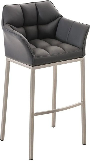 DELUKE Barhocker GIBEL Barstuhl aus Kunstleder in Grau mit silbernen Elementen, B/T/H: 64 x 48 x 110 cm - Bild 1
