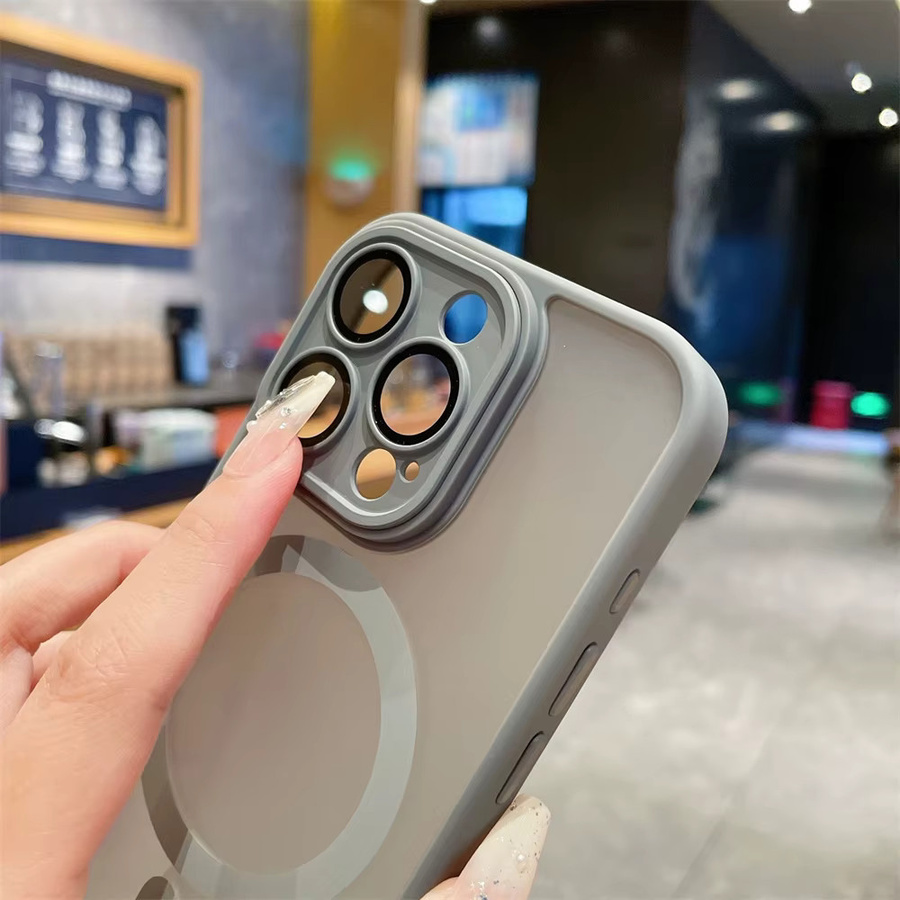 MagSafe Kamera-Hartschale für iPhone 11 bis iPhone 17 Air Pro Max mit externem Objektivschutz, transparent grau - Bild 2