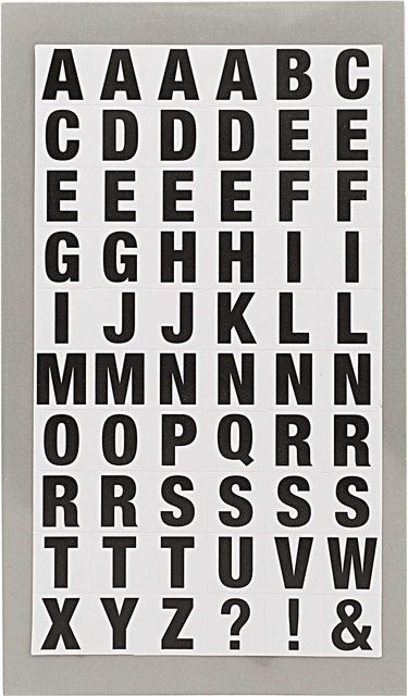 Rico Design Paper Poetry Office Sticker Buchstaben in Schwarz-Weiß, 4 Bogen - Bild 1