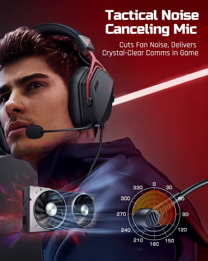 NUBWO HG03 Gaming-Headset mit 7.1 Surround Sound und Geräuschunterdrückendem Mikrofon, USB-A, Schwarz-Pink, für PC und Laptop - Bild 4