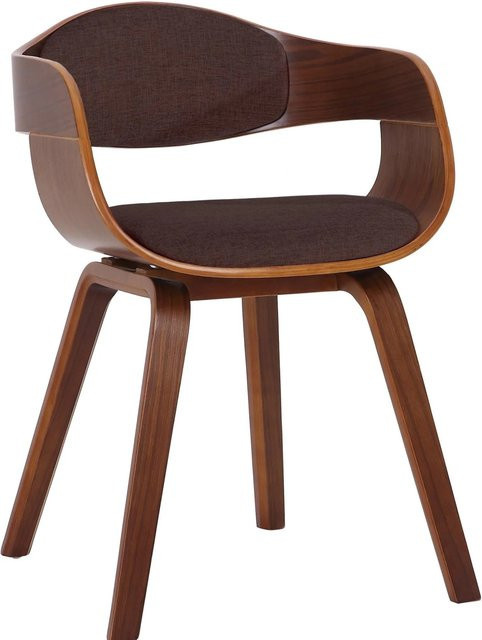 DELUKE Besucherstuhl LONDON Konferenzstuhl aus Stoff und Holz in Walnuss/Braun, H x B x T: 73 x 49 x 46 cm - Bild 1