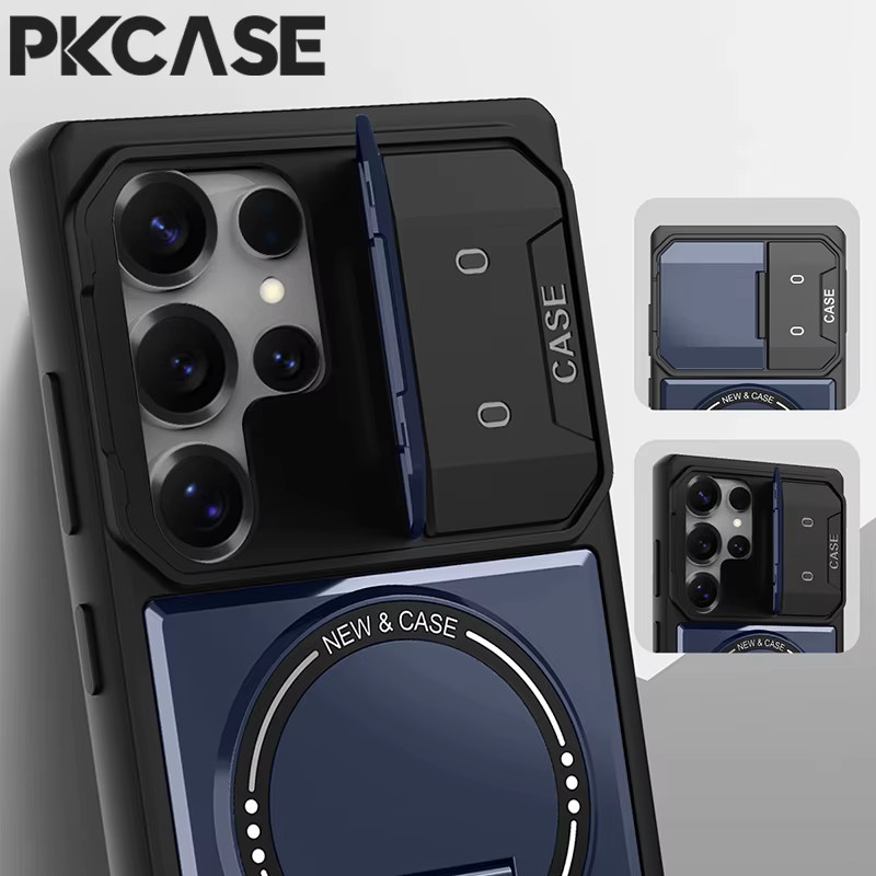 PKCASE Magnetische Klapphülle mit Halterung für Samsung Galaxy S25 S24 Plus S23 Ultra A17 A06 A16 A56 A36 A26 in Lila zum Schutz der Kamera - Bild 4