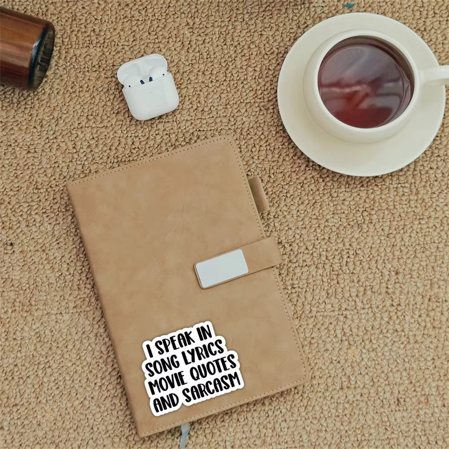 10 Stück I Speak In Song Lyrics Vinyl-Aufkleber in Weiß für Laptops, Flaschen und Becher - Bild 5