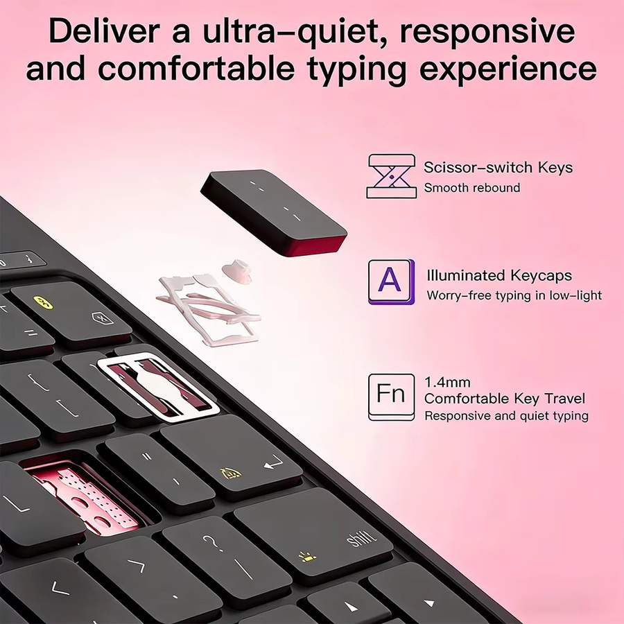 READYYEAH Magic Keyboard Hülle für iPad Pro 11 und 12,9 Zoll, iPad Air 4 und 5. Generation sowie iPad 10. Generation, Magnetisches Smart Cover mit Hintergrundbeleuchtung, Schwarz - Bild 3