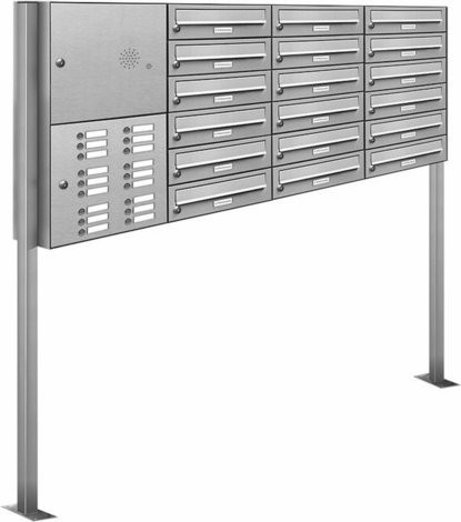 AL Briefkasten-System für 18 Parteien, freistehend, silberfarben, B/H/T: 161,2 x 150 x 27,5 cm - Bild 1