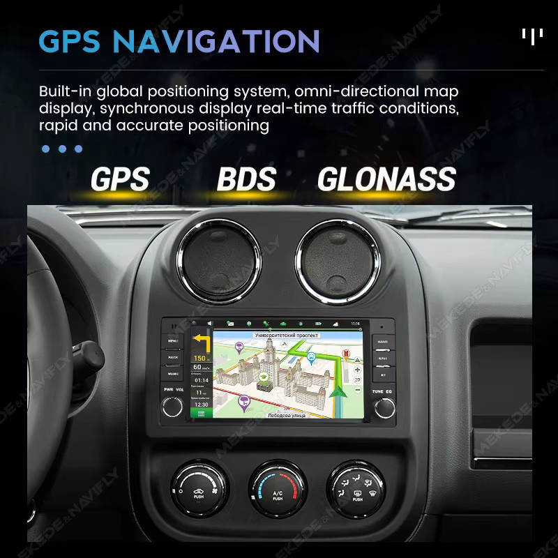 Navifly 7 Zoll Autoradio mit 64GB für Jeep Commander Compass Grand Cherokee Wrangler, kabelloses CarPlay, GPS und Bluetooth, Schwarz - Bild 4