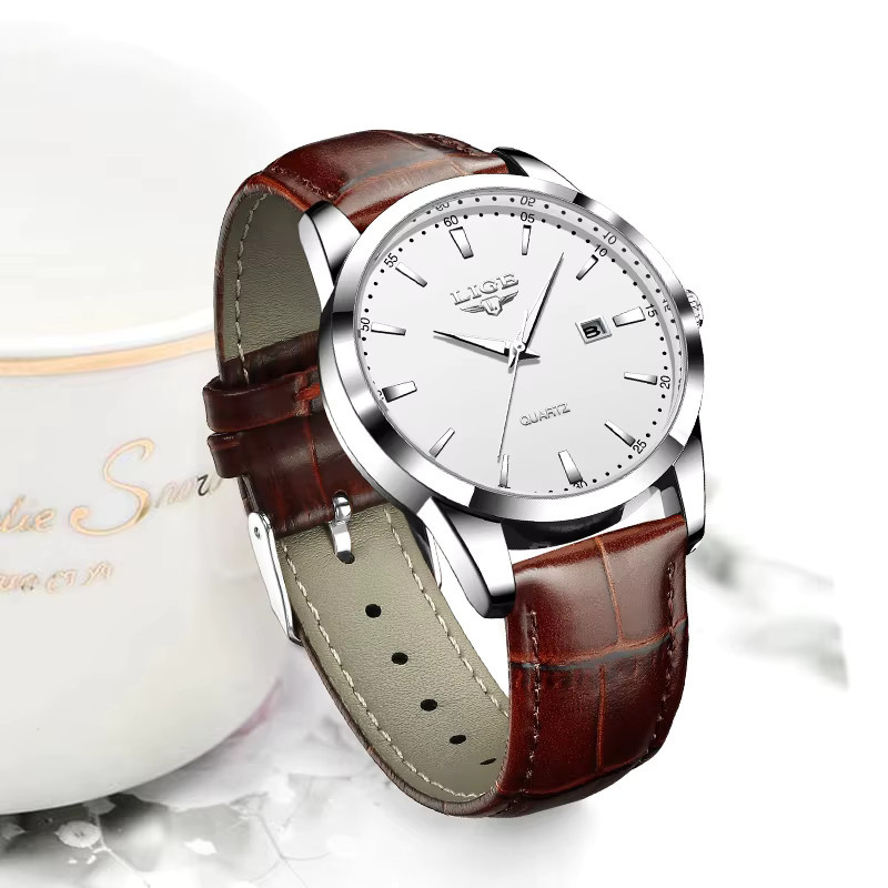 LIGE Armbanduhr Quarz, Leder, Weiß, Damen - Bild 3