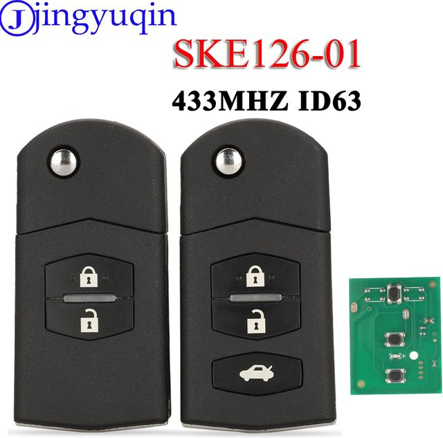 Jingyuqin Flip Auto Fernbedienung Schlüssel ske126-01 mit 2/3 Tasten in Schwarz für Mazda 2, 3, 5, 6, CX7 und weitere Modelle - Bild 1