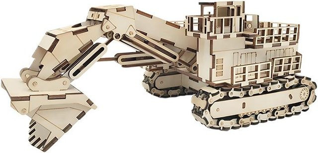 OUZEY 3D Holzbagger Puzzle, Holzbausteine, Modellbausatz, ab 14 Jahre - Bild 1