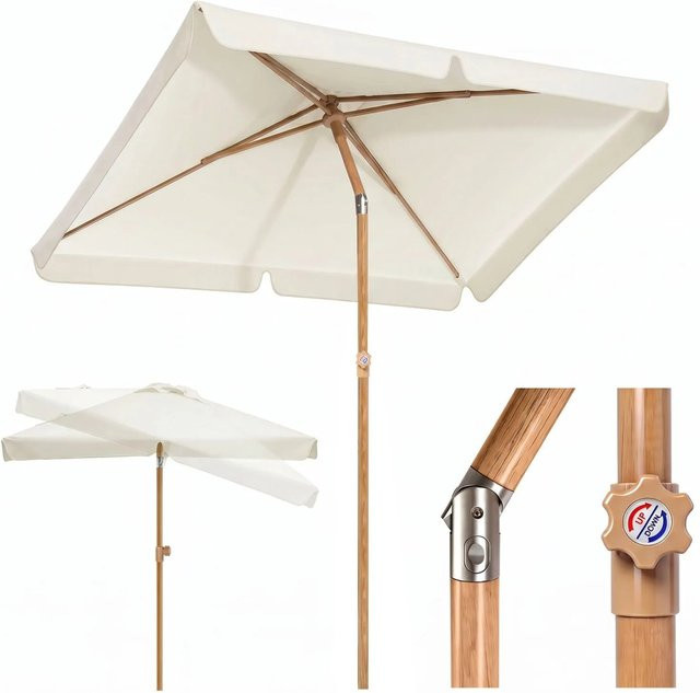 Sekey Rechteckiger Sonnenschirm in Creme/Beige mit UV50+ Schutz, B/T: 200 x 125 cm, Höhe: 235 cm - Bild 1