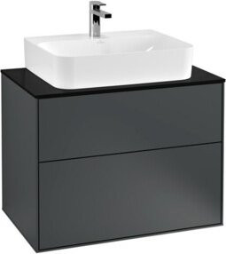 Villeroy & Boch Waschtischunterschrank Finion mit LED-Wandbeleuchtung in Schwarz, B/T/H: 80 x 50,1 x 60,3 cm - Bild 1