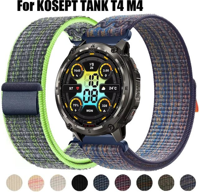 KOSPET Uhrenarmband Stickerei Nylon Schleife, 22 mm, Schwarz, Unisex - Bild 1