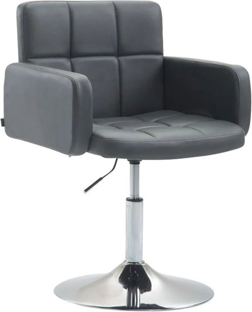 DELUKE Lounger Sessel RIYADH Clubsessel aus Kunstleder in Grau mit 360 Grad Drehsitz und Armlehnen, B/T/H: 58 x 48 x 80 cm - Bild 1