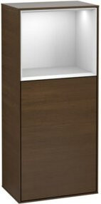 V&B Seitenschrank Finion in Walnuss mit LED-Beleuchtung und Glasfachboden, Breite: 41,8 cm, Höhe: 93,6 cm - Bild 1