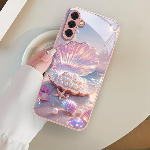 Samsung Galaxy Smartphone Schutzhülle aus Hartglas mit Blumenmuster in Multicolour - Bild 1