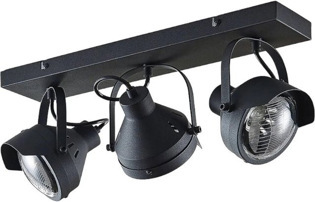 Lindby Henega Strahler Schwarz aus Metall, 3-flammige Industrie-Wohnzimmerleuchte mit GU10 Fassung, B/T/H: 15,0 x 15,0 x 21,5 cm - Bild 1