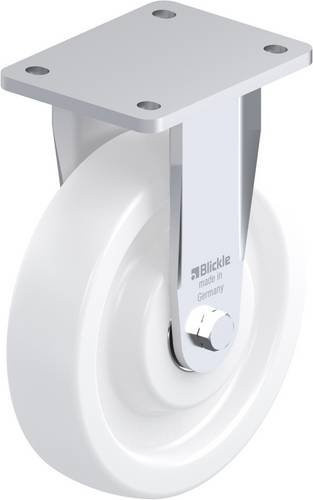 Blickle Bockrolle BO-SPO 200K aus Stahl in Weiß mit einem Rad-Durchmesser von 200 mm und einer Tragfähigkeit von maximal 1250 kg - Bild 1