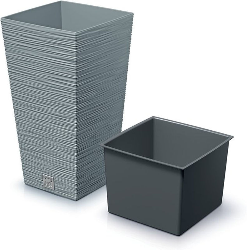 PROSPERPLAST Blumentopf FURU SQUARE in Grau, quadratisch, B/T/H: 39,5 x 39,5 x 75,5 cm - Bild 1