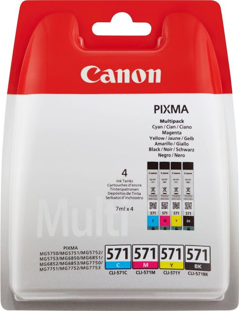 Canon CLI-571 Multipack Tintenpatronen für Inkjet-Drucker, 4er-Pack (Schwarz, Gelb, Cyan, Magenta) - Bild 1