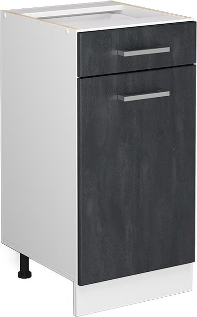 Vicco Küchenschubunterschrank R-Line in Schwarz Beton und Weiß ohne Arbeitsplatte, Breite: 40 cm - Bild 1