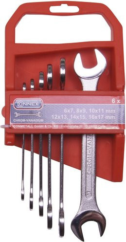Connex 6-teiliger Gabel-Ringschlüssel-Satz aus Stahl in Silber - Bild 1