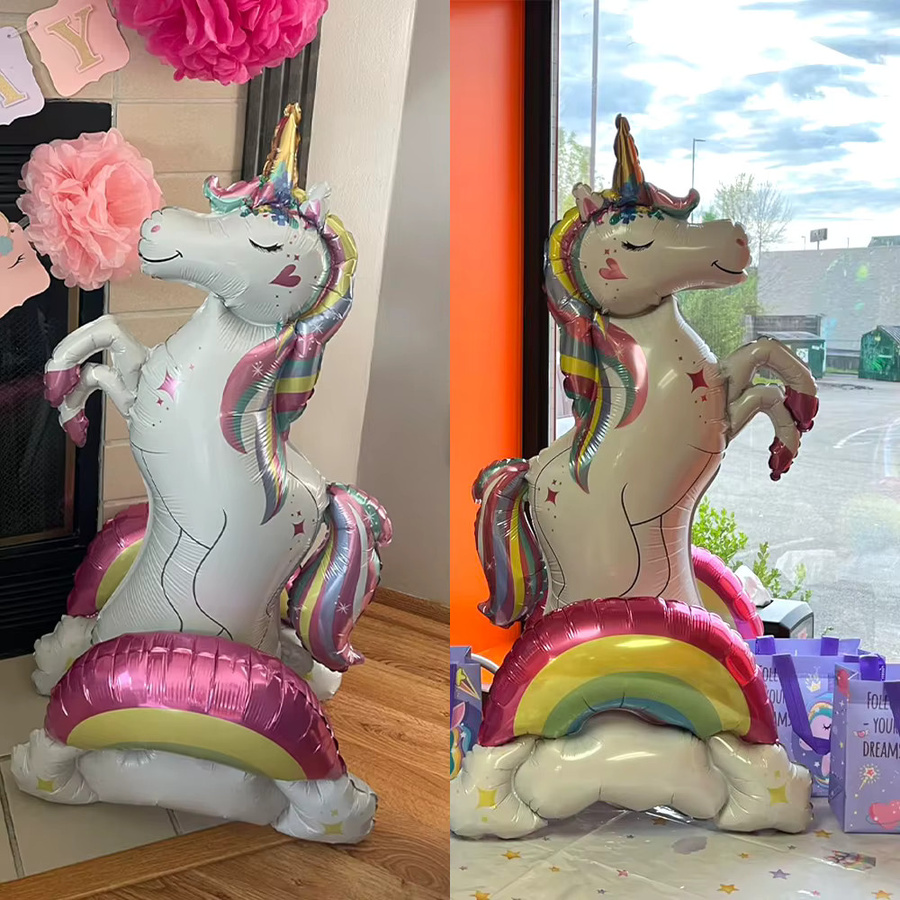 EsenTroye 3D Einhorn-Folienballon mit Regenbogenwolke in Multicolor als Party-Dekoration für Geburtstag und Babyparty - Bild 2