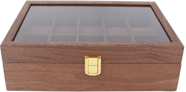 Uhr Box Holz, 10 Grid, Transparent Abdeckung, gray, Herren - Bild 1