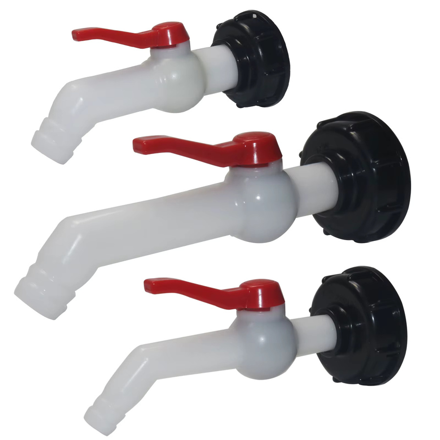 Schrägmundhahn IBC Wassertank Adapter Set für Gartenbewässerung mit 3/4 Zoll Anschluss in Weiß - Bild 2