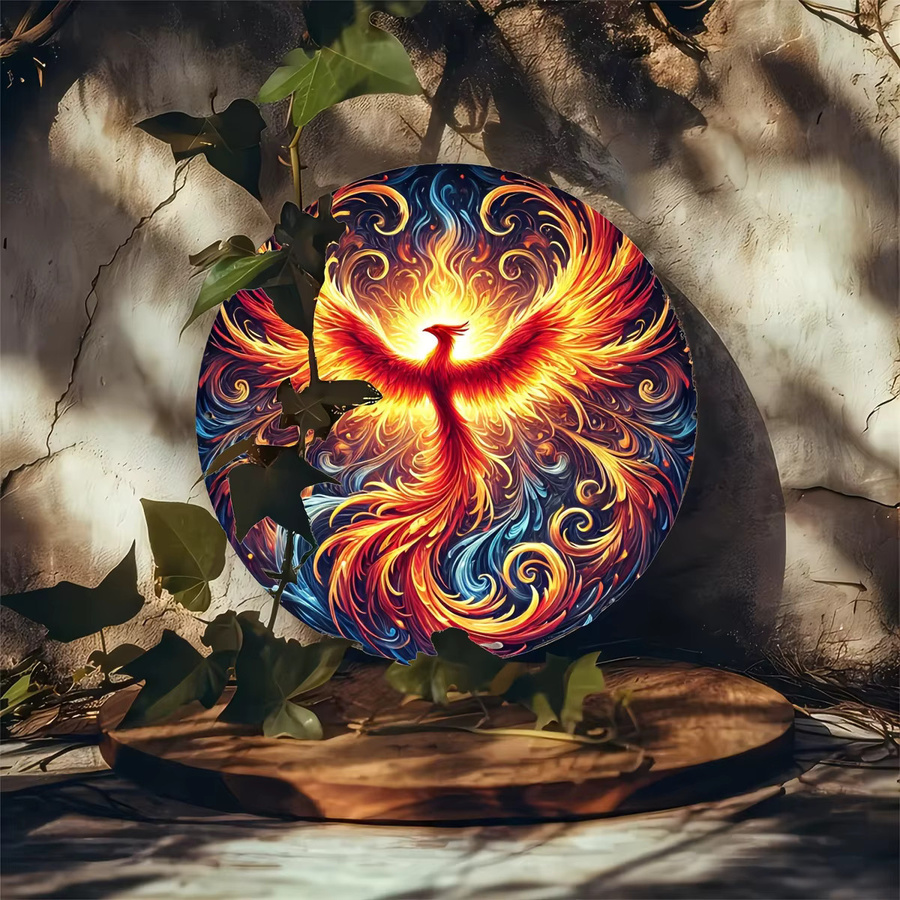 Potdemiel Flame Phoenix Aluminium-Wandkunstschild in Multicolour, Retro-Design mit Vogel-Motiv, B/H: 20,0 x 20,0 cm - Bild 2