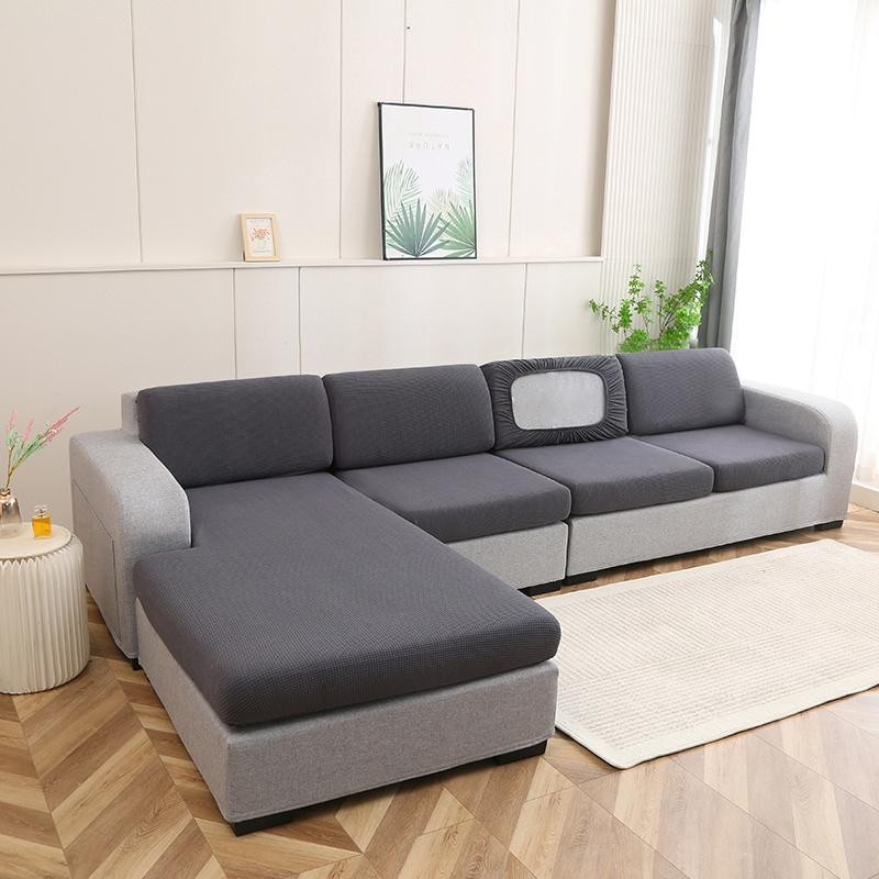 BRHUIXUE Wasserdichter Sofa-Sitzkissenbezug aus Jacquard-Polyester, elastisch und waschbar, Lichtgrau, Größe S - Bild 2