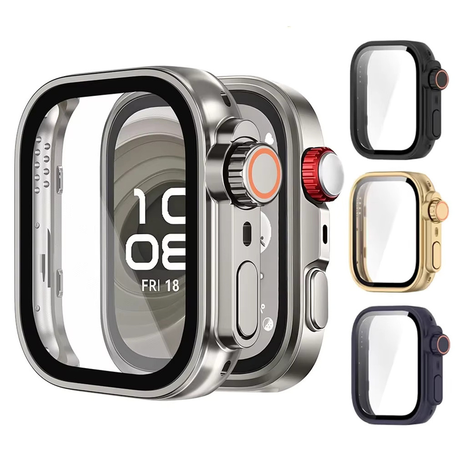 CAOWTAN Schutzhülle für Huawei Watch Fit 4 mit Displayschutzfolie aus gehärtetem Glas und PC-Bumper-Rahmen in Blau - Bild 4