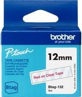 Brother Schriftband Btag-132 Transparent mit roter Schrift für P-Touch N10, N20 und N25BT - Bild 1