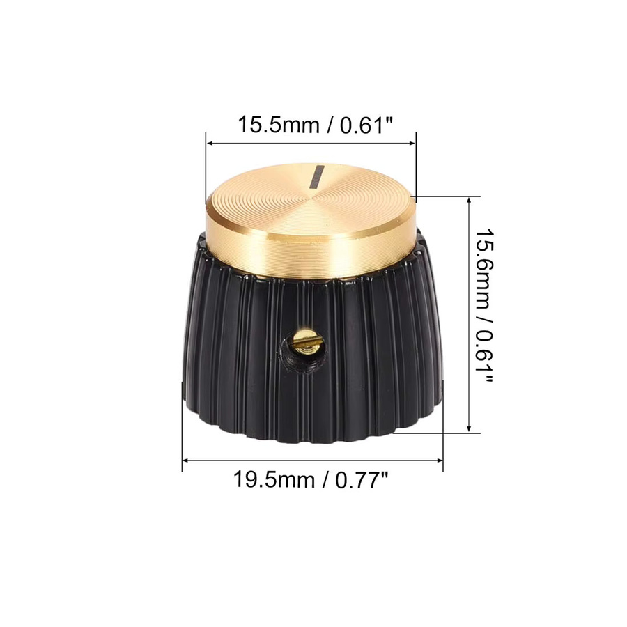 DAIERBUMP 10er Set Potentiometer Knöpfe für Gitarre und Verstärker, Schwarz, 6,35 mm Durchmesser - Bild 2