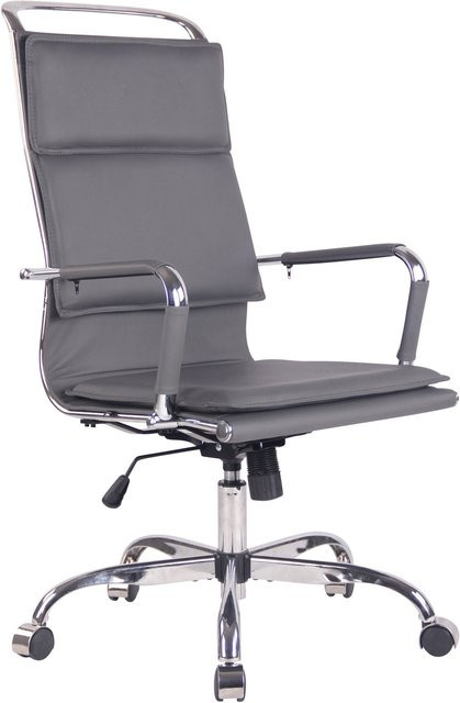 TPFLiving Bürostuhl Beta in Grau aus Kunstleder mit Armlehnen und Rollen, B/T/H: 58 x 63 x 115 cm - Bild 1
