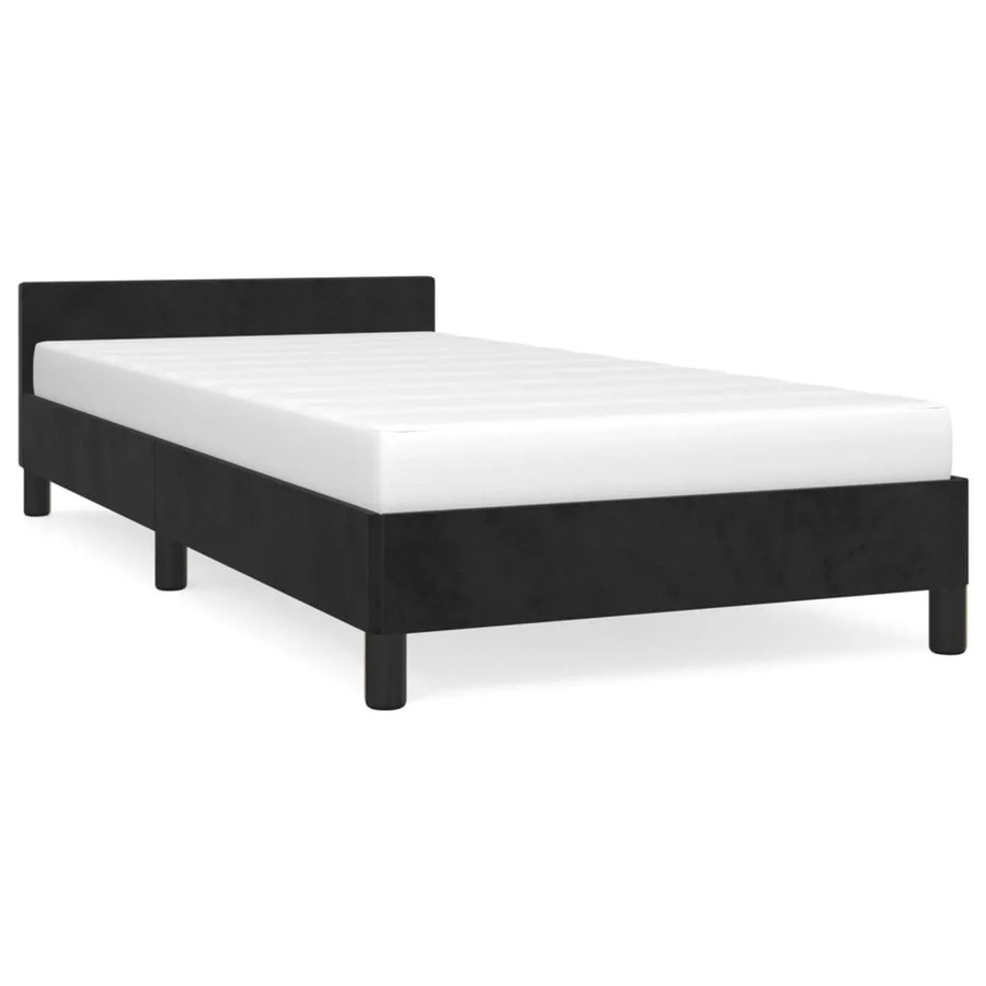 vidaXL Bettgestell mit Kopfteil aus Samt in Schwarz, B/T/H: 90 x 200 x 103 cm - Bild 2