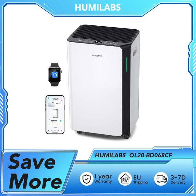 HUMILABS Luftentfeuchter OL20-BD068CF in Weiß mit 20 l/t Entfeuchtungsleistung und integriertem Griff - Bild 1