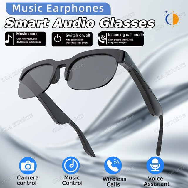 Ola Esporte Smart-Brille mit Bluetooth, Sprachassistent und UV-Schutz, Farbe: Schwarz - Bild 1
