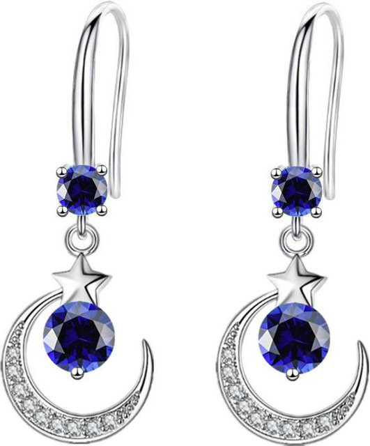 YIRAN Jewelry Ohrringe Damen, Mond, Zirkonia, Saphir, Kupfer, Silber - Bild 1