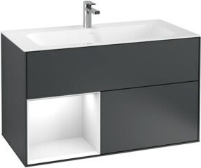 V&B Waschtischunterschrank Finion rechts, Blau Matt Lack, B/T/H: 59,1 x 49,8 x 59,1 cm - Bild 1