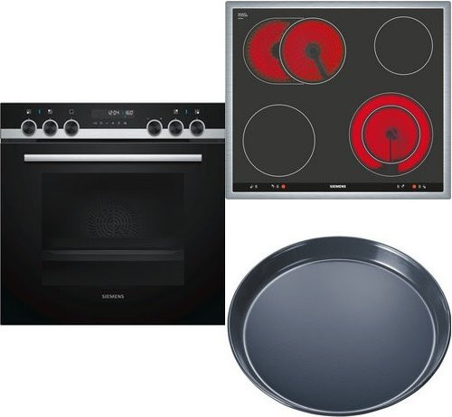 Siemens PQ521KB00B Herdset aus Einbaubackofen, Glaskeramikkochfeld und Backofen in Edelstahl und Schwarz - Bild 1