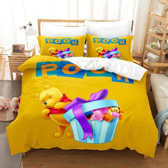 Winnie Puuh Bär Bettwäsche-Set aus Mikrofaser in Gelb, 2-3-teilig, B/H: 210 x 210 cm - Bild 1
