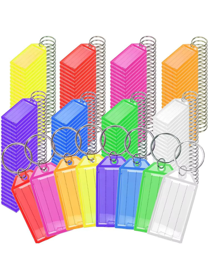 Kunststoff-Schlüsselanhänger mit transparenten Abdeckungen und geteilten Ringen in Multicolour für DIY-Gepäckanhänger und Artikel-Identifikation - Bild 3