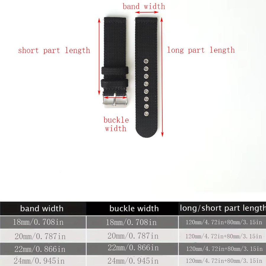 BANDSMAN Uhrenarmband Nylon, Schwarz, Unisex, 18 mm, 20 mm, 22 mm - Bild 2
