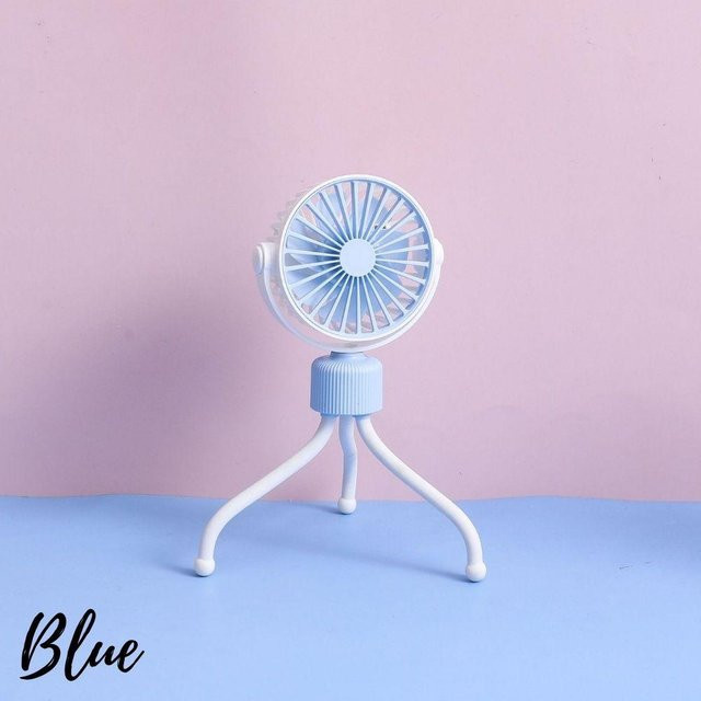 Tragbarer Mini USB Ventilator von JQIQLY in Blau, wiederaufladbar und geräuscharm für Kinderwagen, Auto oder Schreibtisch - Bild 1