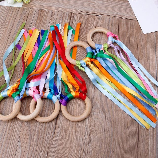 soulbao Baby-Band-Ring, sensorisches Spielzeug, Holz, bunt, ab 0 Jahre - Bild 1